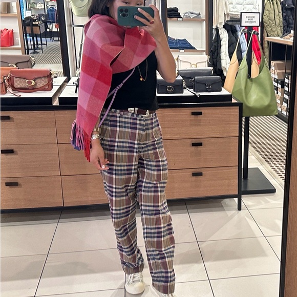 NWT Coach Outlet Check Print Extra Long Muffler in bold red - Picture 8 of 8